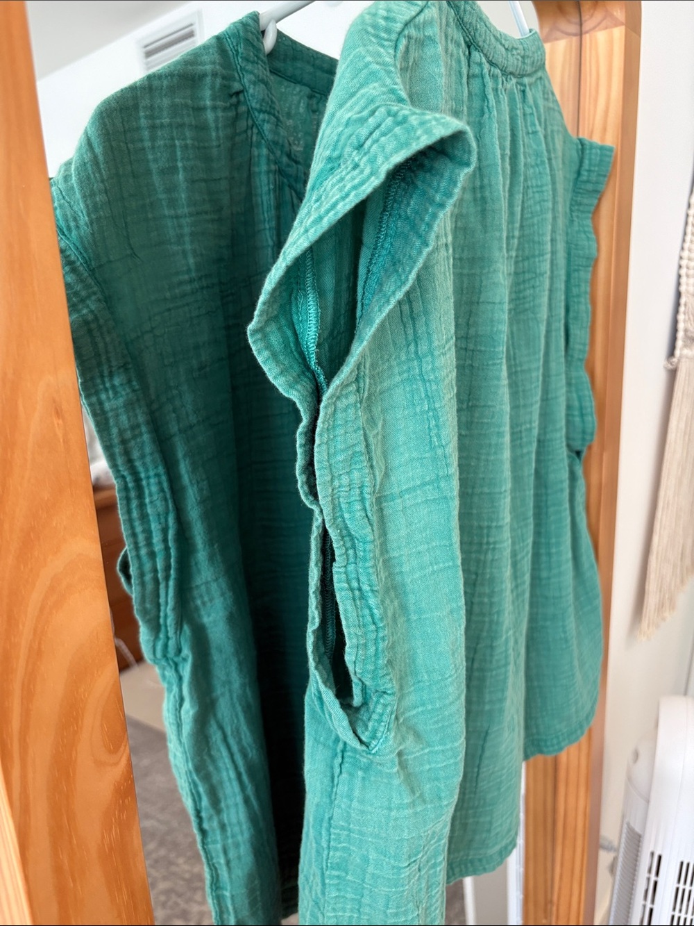 NWT Faherty Dylan Teal Split-Neck Cotton Gauze blouse - Picture 8 of 11